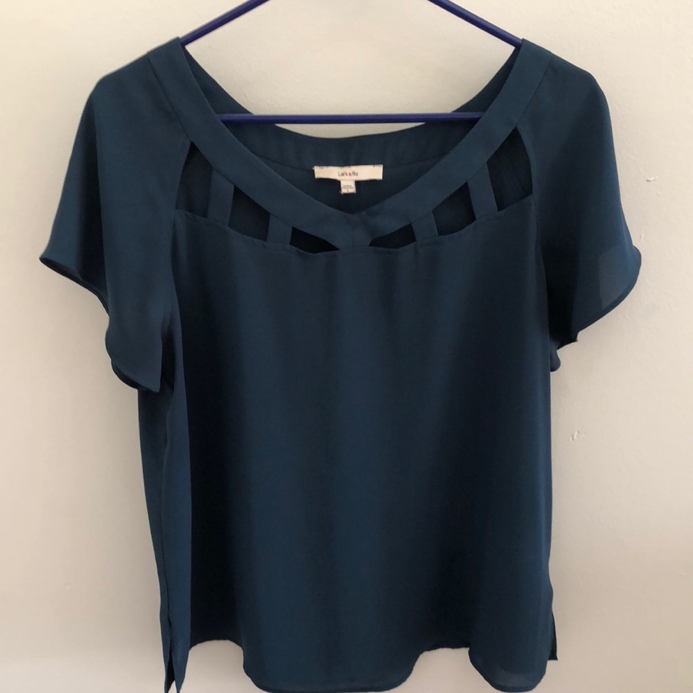 Lark & Ro green blouse